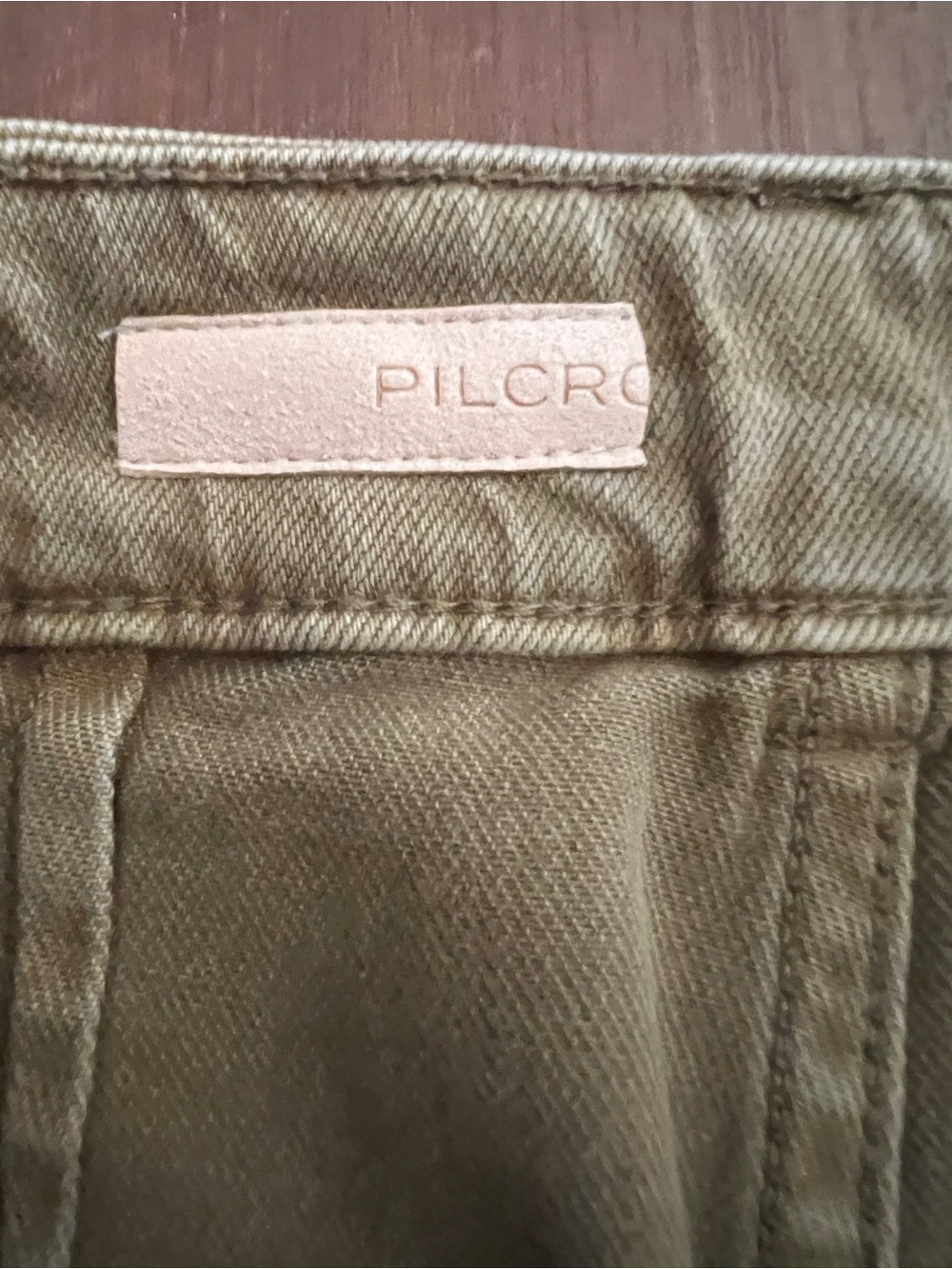 Pilcro for Anthropologie Embroidered Patchwork Olive Denim Jeans. Sz 26 - Picture 4 of 9